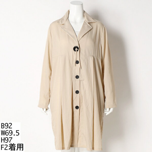 【大きいサイズレディース】衿ワイヤー入りデザインコート／クインティ（QUINTY）