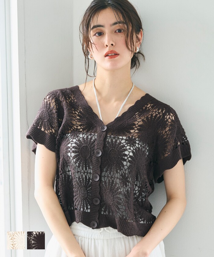 かぎ編みフラワーカーディガン 全2色／コカ（coca）のサムネイル