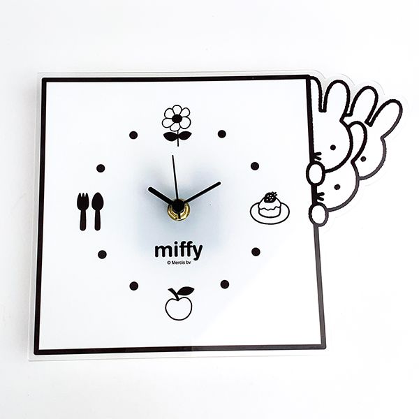 ミッフィー グッズ MIFFY インテリアクロック のぞき WH モノクロ 時計(PWOR)限定品／パーフェクト・ワールド・トーキョー（Perfect World Tokyo）のサムネイル
