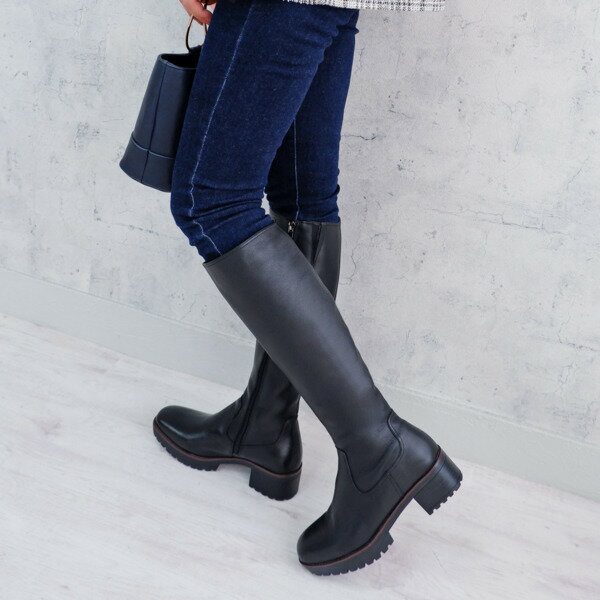 トラックソールスクエアロングブーツ/21462／モードカオリ（MODE KAORI）