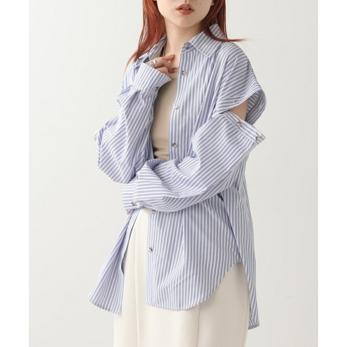 ダブルストライプ2wayシャツ／レイカズン（Ray Cassin）