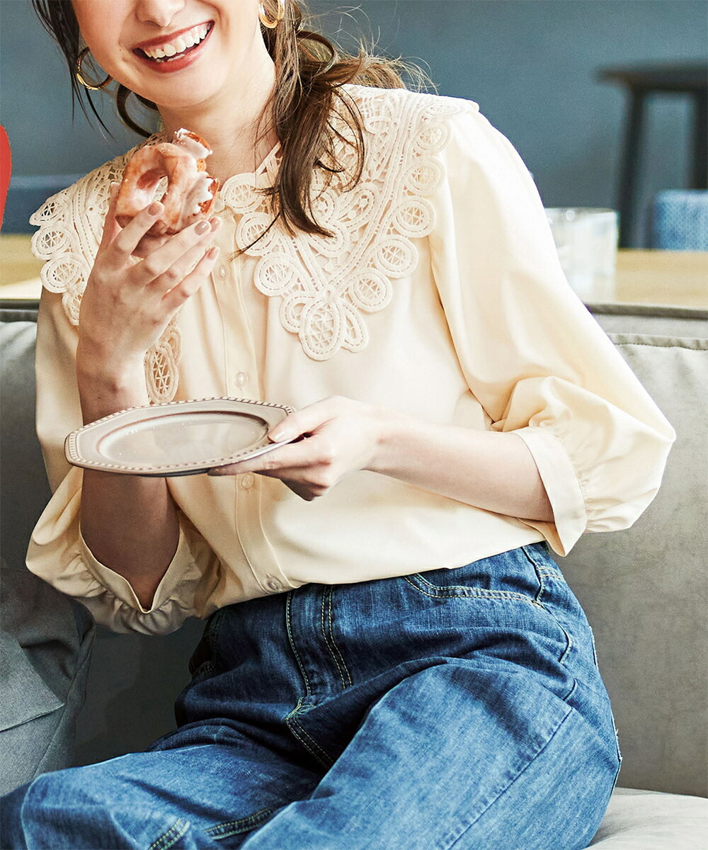 2Wayレースデザインビッグ衿ブラウス／ラナン（Ranan）