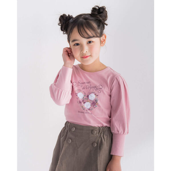 フラワー 花 ハート プリント Tシャツ 90～150cm ／ベベ BeBe 