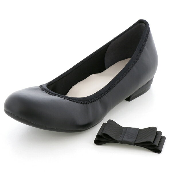 2wayフラットリボンパンプス(1.5cmヒール)[19.5~27cm]ラクチンきれいシューズ／velikoko(ヴェリココ）（velikoko）