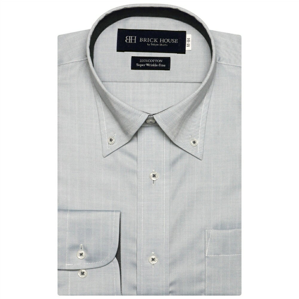 【SUPIMA】 形態安定 ボタンダウンカラー 綿100% 長袖ワイシャツ／ブリックハウス（BRICKHOUSE）