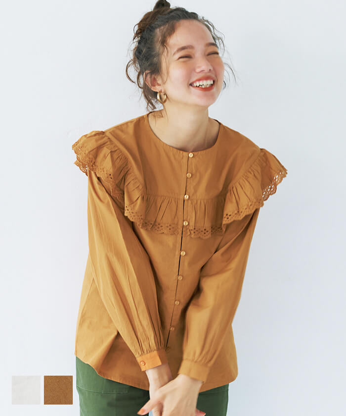 コットン 刺繍 フリルブラウス／コカ（coca）のサムネイル