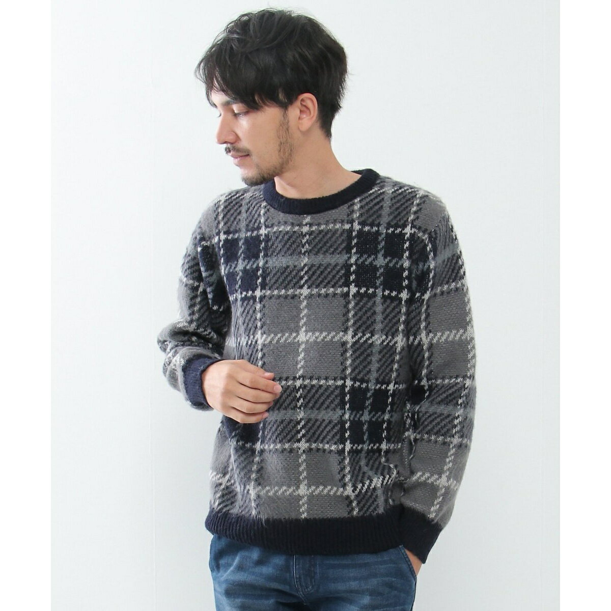 Knit Sweater - 【洗える】タータンチェックニットプルオーバー／イッカ（ikka）
