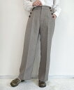 フィント 服 レディース サイド釦チェックストレートパンツ／フィント（FINT）