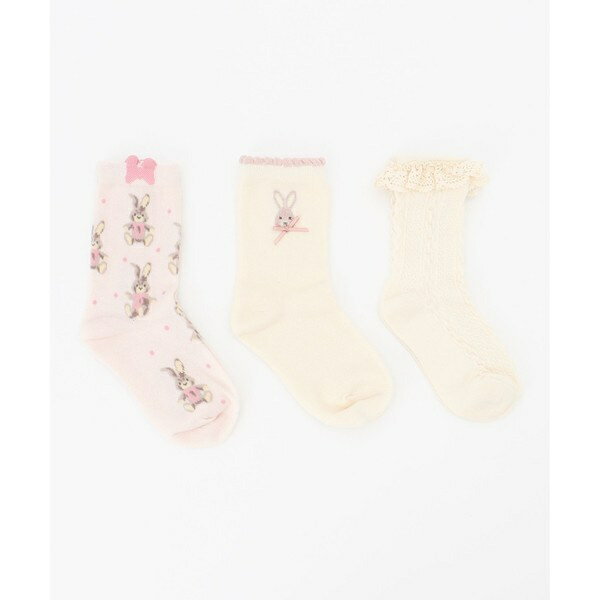 【3点セット】ソックス（ウサギセットエクリュ）／エニィファム（any FAM）