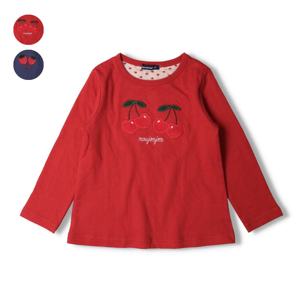 フルーツアップリケ接結長袖Tシャツ／ムージョンジョン（moujonjon）のサムネイル
