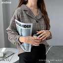 グレンチェック 長袖 開襟 ブラウス/アンドミー(andme)
