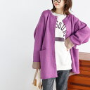 ノーカラー配色ニットコート/ジーラ バイ リュリュ(GeeRA)