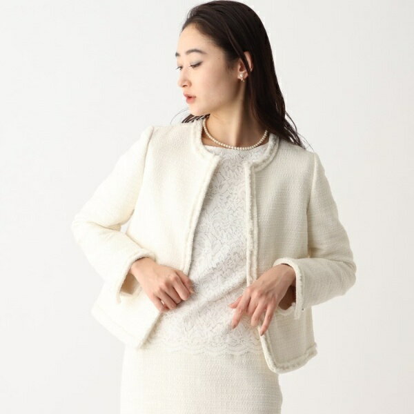 DELEGANT コットンツイードジャケット【OPAQUE.CLIP NAVY】／オペークドットクリップ（OPAQUE.CLIP）のサムネイル