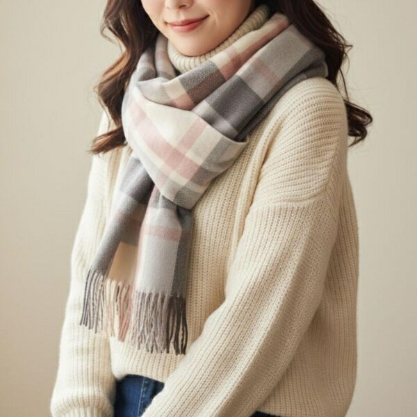 【防寒】あったかチェック柄の大判ストール／オーバータッシェ（Ober Tashe）