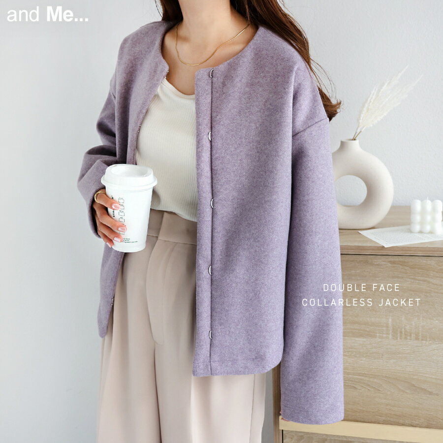 起毛 ダブルフェイス ノーカラー ジャケット／アンドミー（andme）のサムネイル