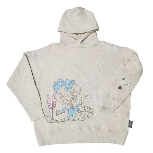 水森亜土 リラックスパーカー スエットパーカー リボン ライトグレー／パーフェクト・ワールド・トーキ..