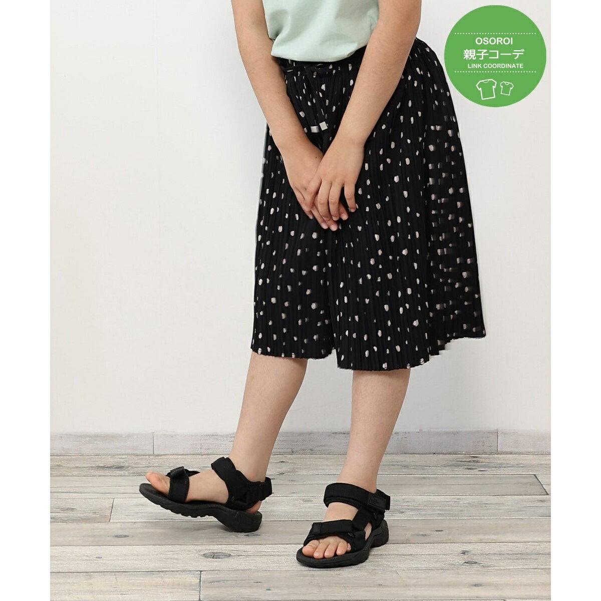 【イージーケア／接触冷感】プリーツガウチョパンツ（120?160cm）【UVカット／親子コーデ】／イッカ（ikka）