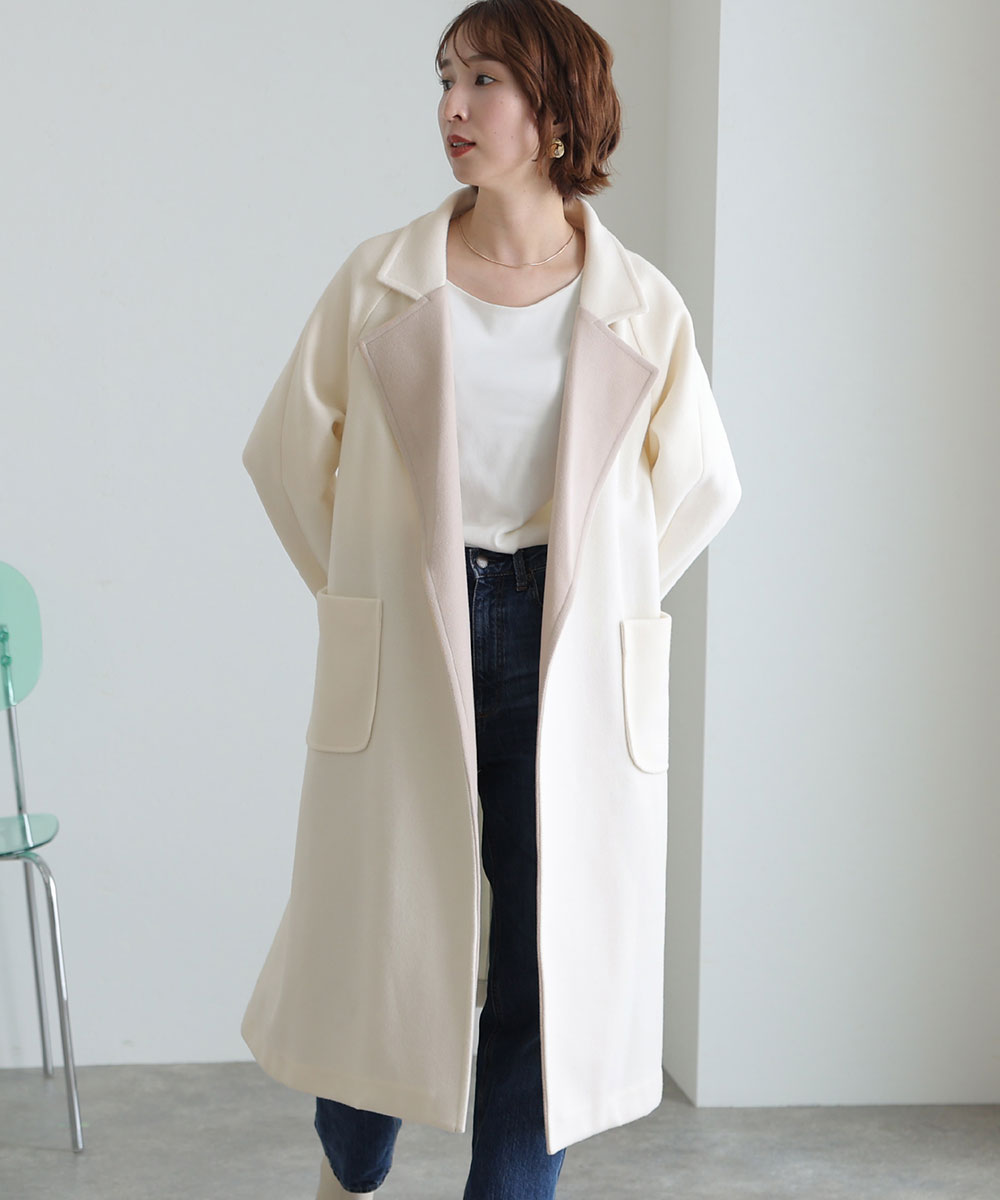 衿配色ラップコート／プールヴー（PourVous）