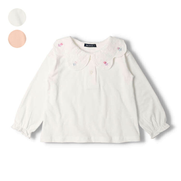 衿お花刺繍長袖Tシャツ／ムージョンジョン（moujonjon）のサムネイル