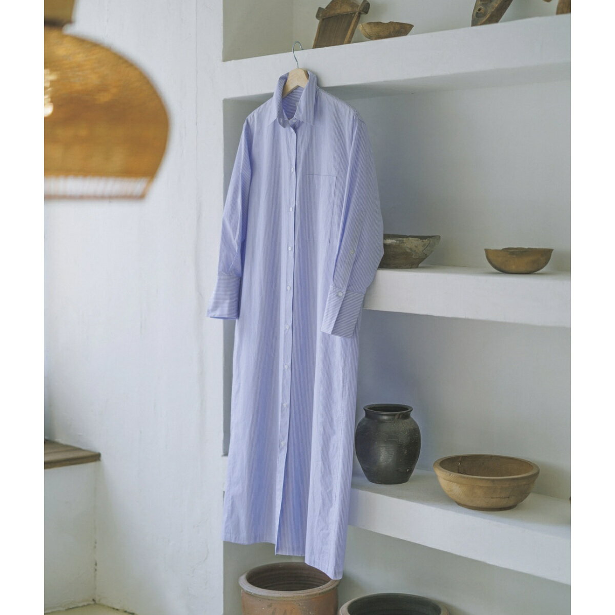 【NIPPON CULTURE】タイプライターロングシャツワンピース/無地・ストライプ／サロン アダム エ ロペ（..