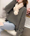 レディース ボーダー柄ドロップショルダーゆるニットセーター/テディショップ(TeddyShop)