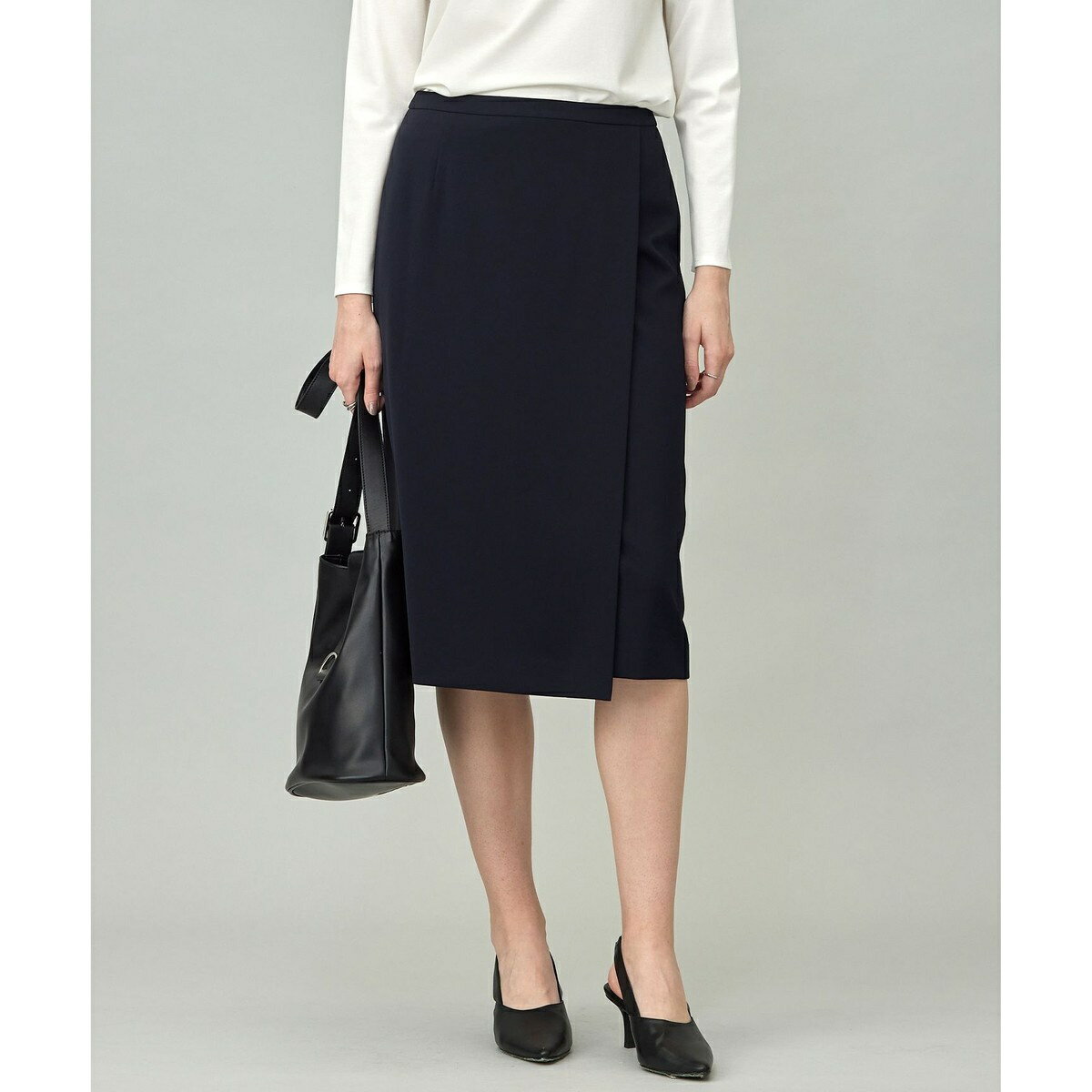 【新色追加・防シワ・速乾・洗える】Fied ラップ風スカート／ICB（ICB）