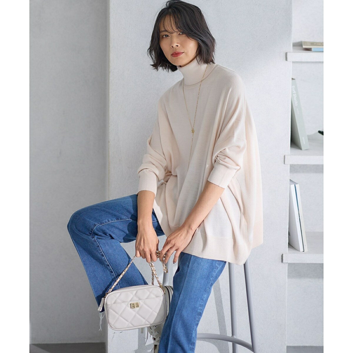 【洗える】ウールブレンド タートルネック ニット／23区（23KU）