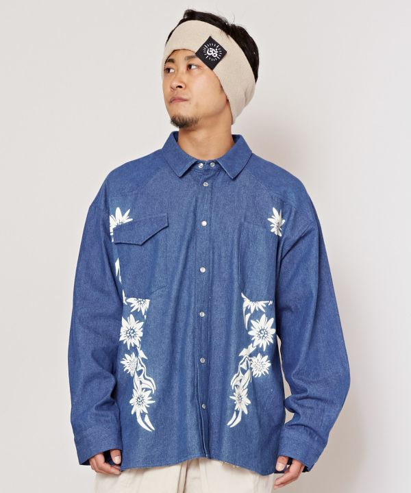 【チャイハネ】ヒピデMEN'Sデニムシャツ／チャイハネ（CAYHANE）