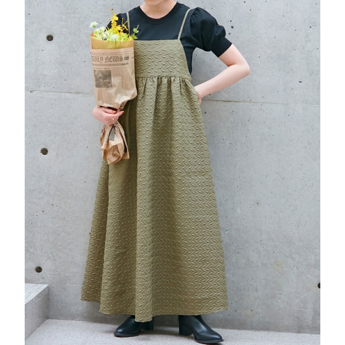【WEB限定】【洗える】接結ジャガードロングキャミワンピース／ビザビ（vis-`a-vis）