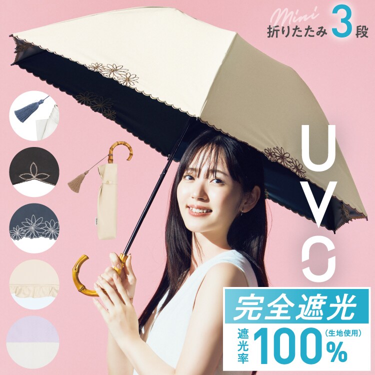 【Wpc.】最強の日傘 UVO（ウーボ）3段折 ミニ 完全遮光 遮熱 晴雨兼用 大きい 折りたたみ傘／Wpc.（WPC）のサムネイル