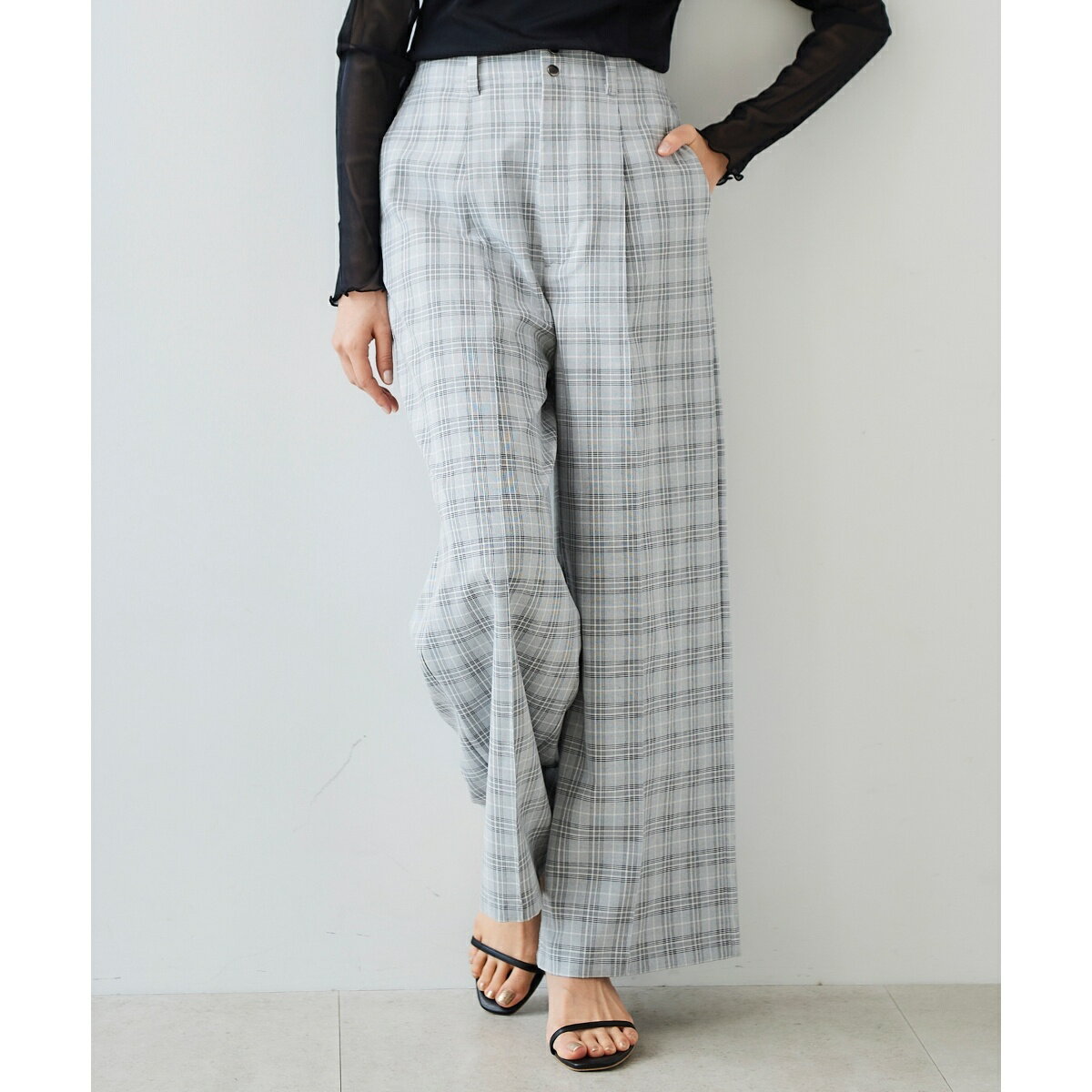 チェックセンタープレスパンツ／ルクールブラン（le.coeur blanc）