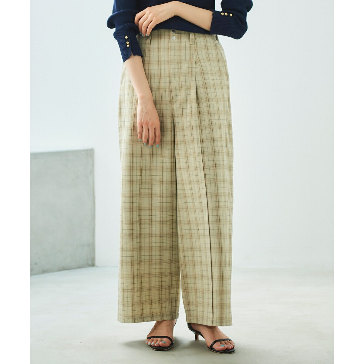 チェックセンタープレスパンツ／ルクールブラン（le.coeur blanc）