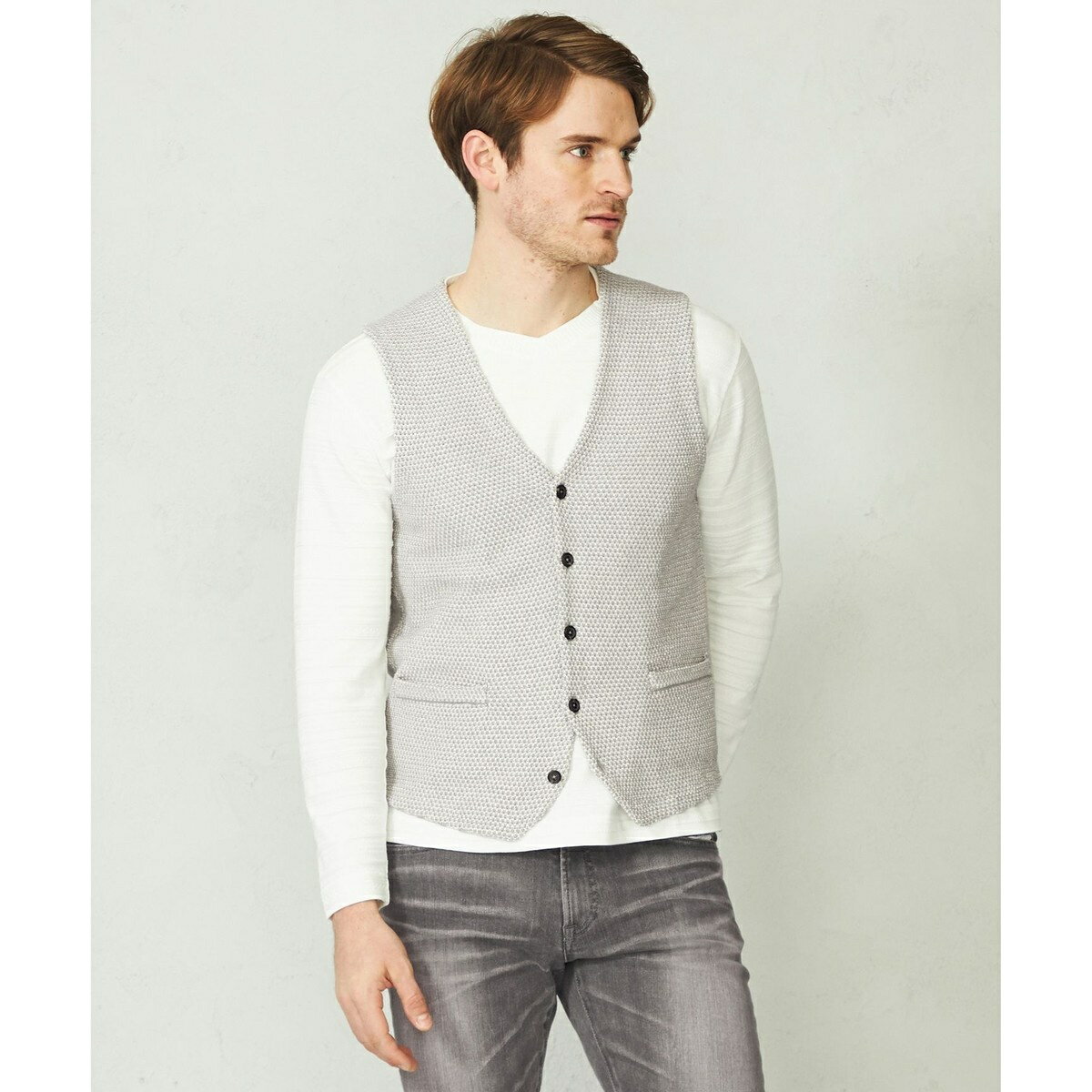 【清涼感】洗える！ストローヤーンニット ベスト／ジョセフアブード（JOSEPH ABBOUD）