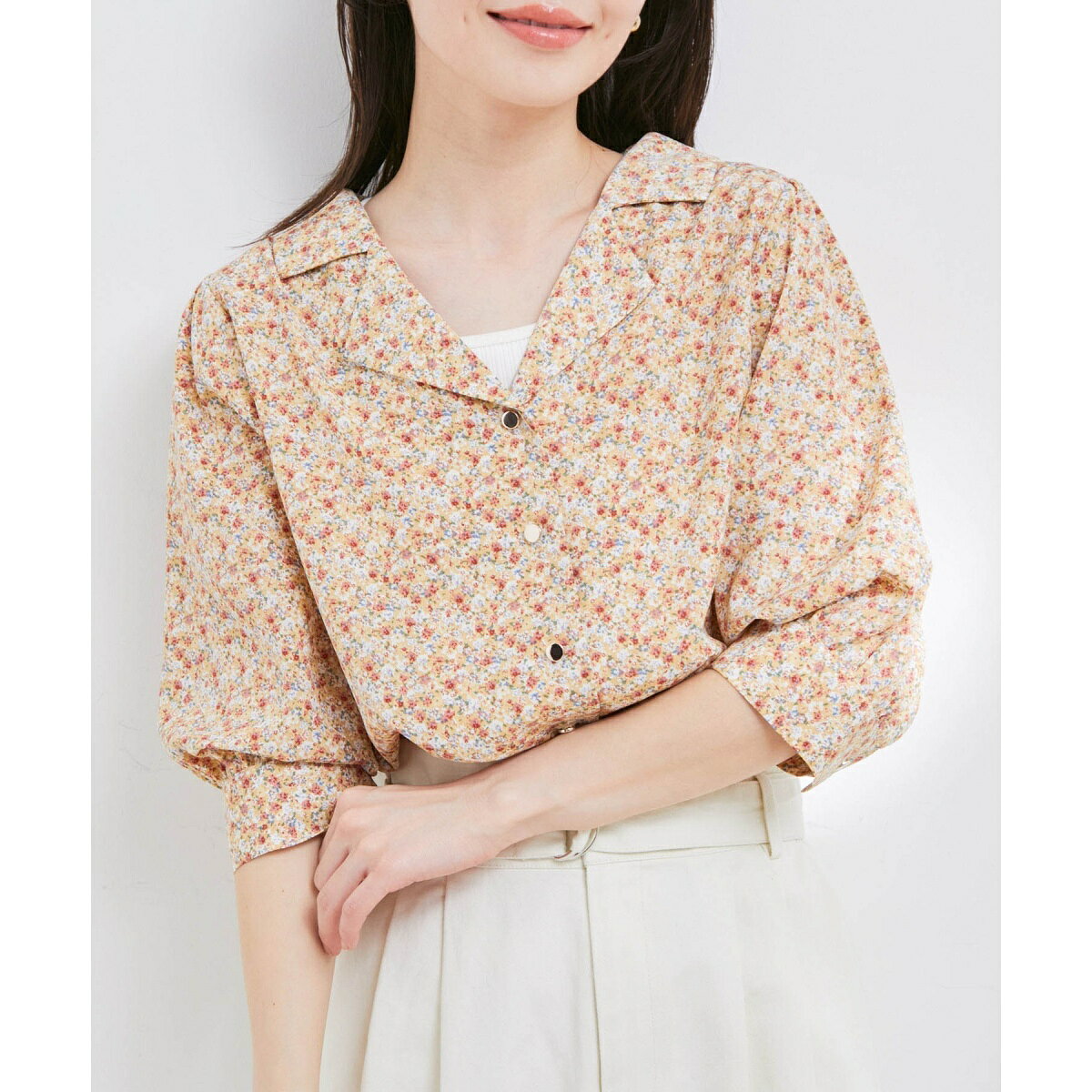 【WEB限定】【洗える】アソート柄ショート丈開襟シャツ／ビザビ（vis-`a-vis）