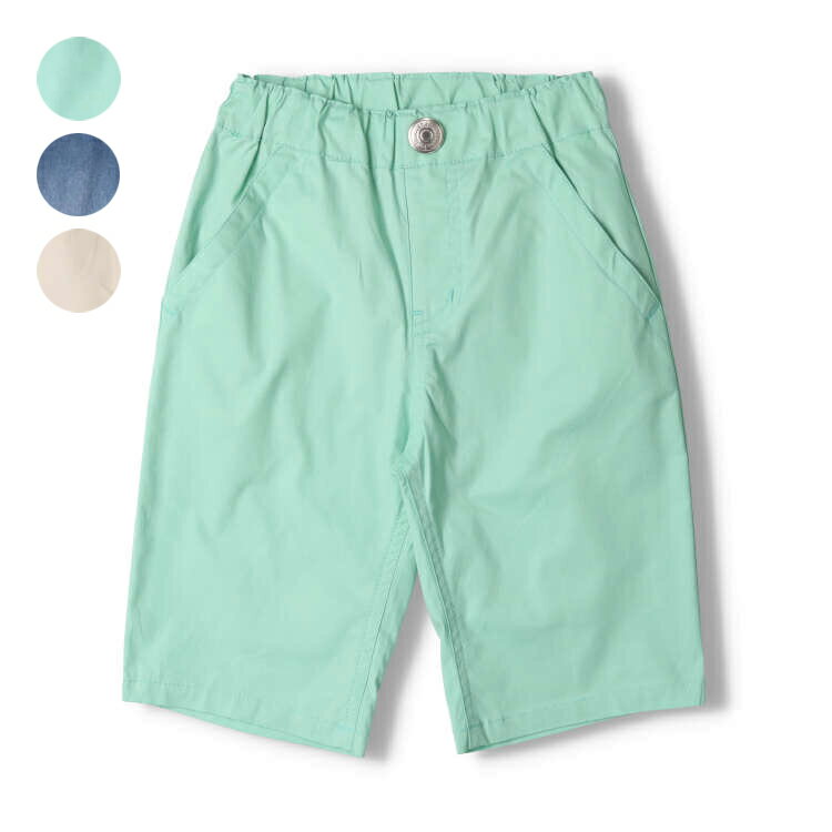 無地ダンプ・デニム6分丈ハーフパンツ／ムージョンジョン（moujonjon）