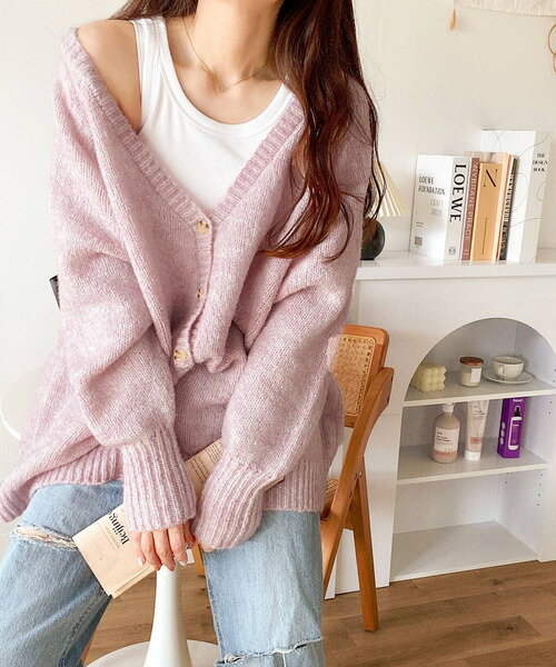 新色追加★【mily bilet】淡色にきゅんきゅん。バッククロスメランジVネックニットカーディガン／クラシカルエルフ（Classical Elf）のサムネイル