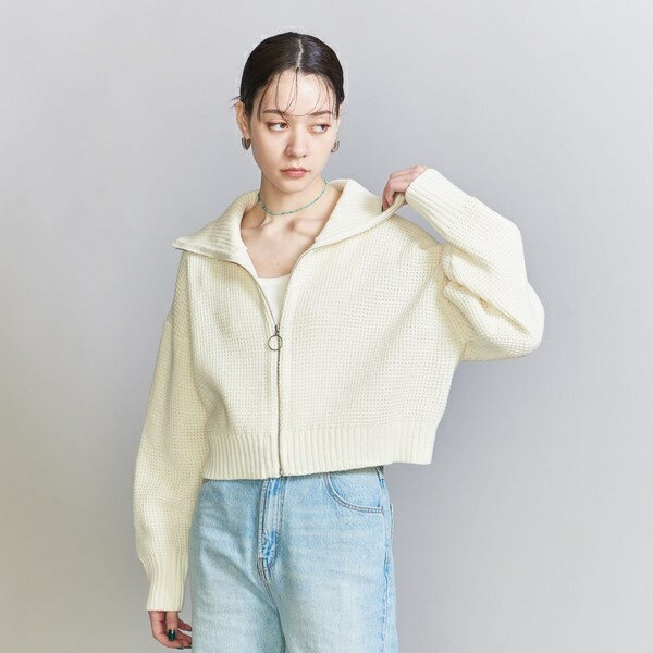 コットンアクリル タックワッフル ジップアップ カーディガン／ビューティ＆ユース ユナイテッドアローズ（BEAUTY＆YOUTH）のサムネイル