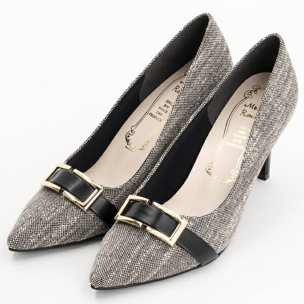 ポインテッドトゥゴールドバックルヒールパンプス／メタルルージュ（Metal Rouge）