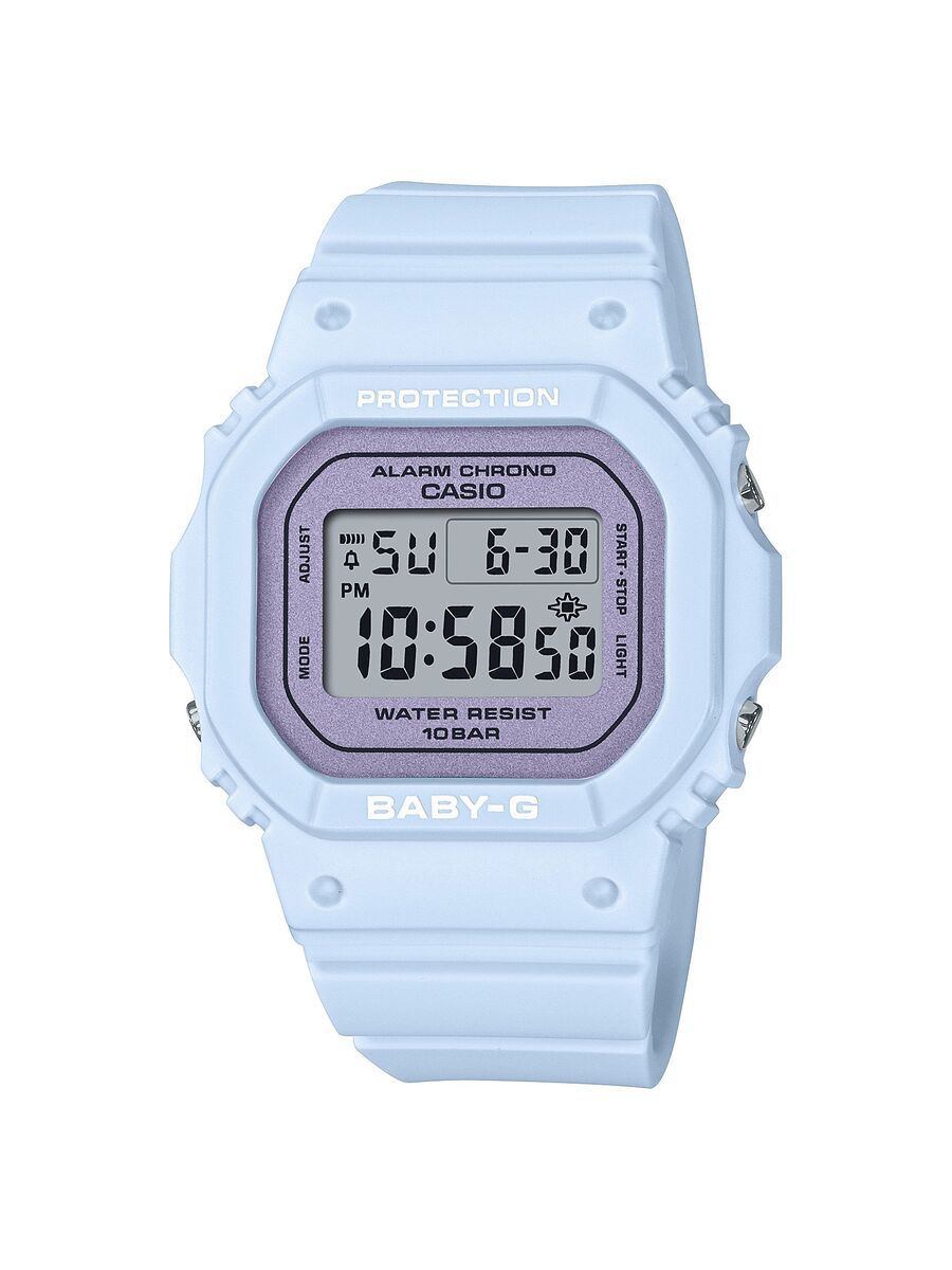 [型番:BGD-565SC-2JF]春の季節にぴったりのフラワーカラーに彩られたモデルです。ベースモデルにはコンパクトなサイズが人気のBGD-565をセレクト。カラーはライラックをイメージし、フェイスまで同系色のワントーンスタイルにしました。ダイアルには光沢感のあるパール塗装を施し、華やかさをプラス。春気分をより一層盛り上げてくれるウオッチです。■カラー：＊＊■ケースサイズ：縦42.1mm　横37.9mm　厚11.3mm※(　)で表記されている数字はヌードサイズです。ヌードサイズとは衣服を身につけない身体のサイズです。お客様ご自身の身体サイズと比較してお選びください。 ■素材： ■ケース素材：樹脂■風防素材：無機ガラス■ベルト素材：樹脂■仕様：クォーツ・ストップウオッチ・タイマー・マルチアラーム/時報・フルオートカレンダー・12/24時間制表示切替・LEDバックライト・報音フラッシュ機能・10気圧防水 ■お手入： ムーヴでお買い上げの商品は電池交換1回無料（一部除外品有）・ブレスサイズ調整無料です。&nbsp;&nbsp;>>商品のお取り扱い方法 ■原産国：フラワーカラーシリーズ【国内正規品】BGD-565SC-2JF／ベビージー（BABY-G）＊＊画面上と実物では、多少色具合が異なって見える場合がございます。