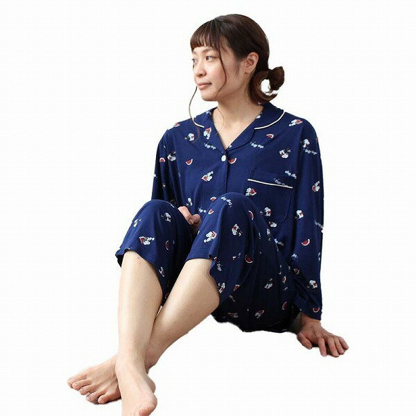  スヌーピー × スイカ柄 カットソー 7分袖 パジャマセット／エムビー ミントブリーズ　（MB mint breeze）