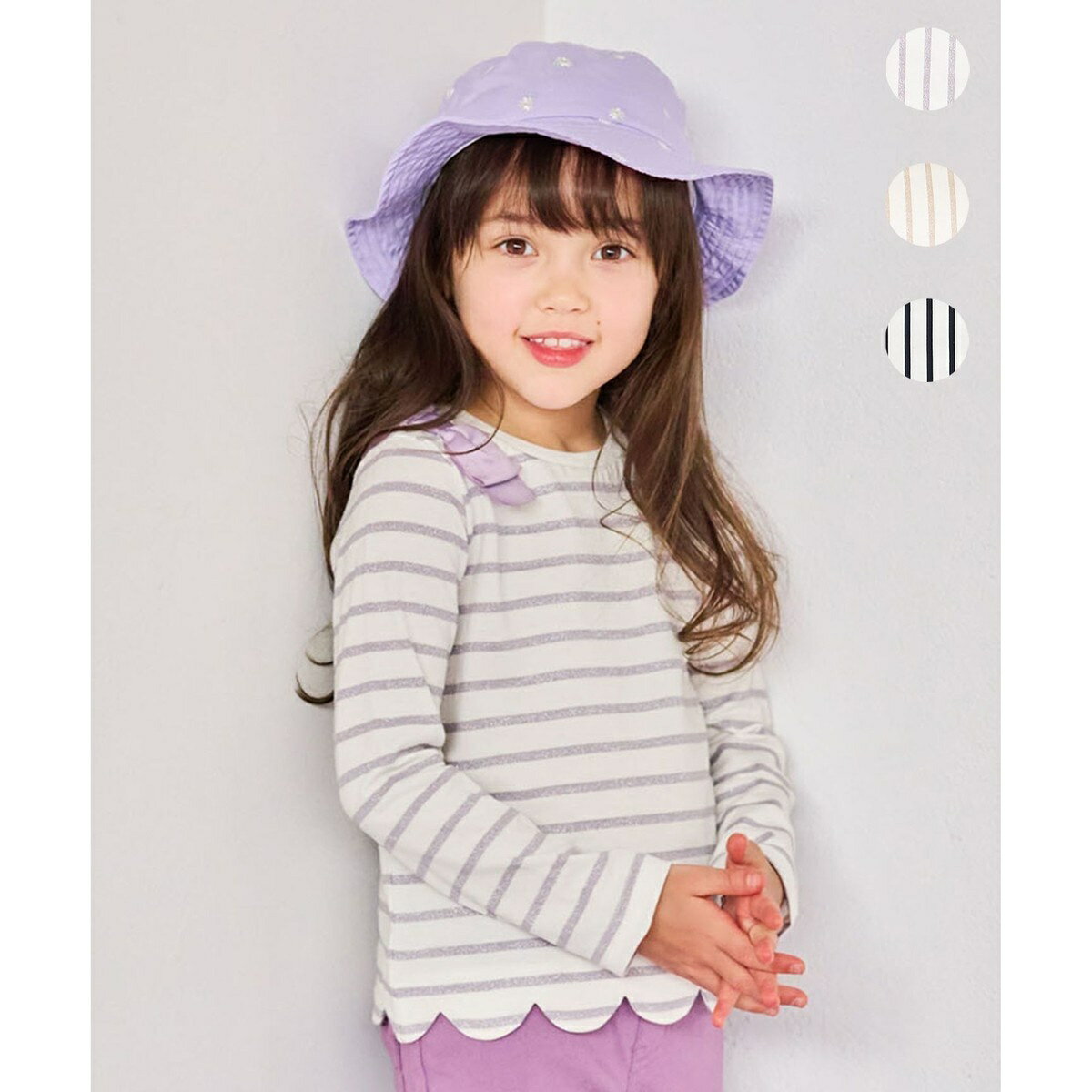 裾スカラップボーダー 長袖 Tシャツ／エニィファム（any FAM）のサムネイル