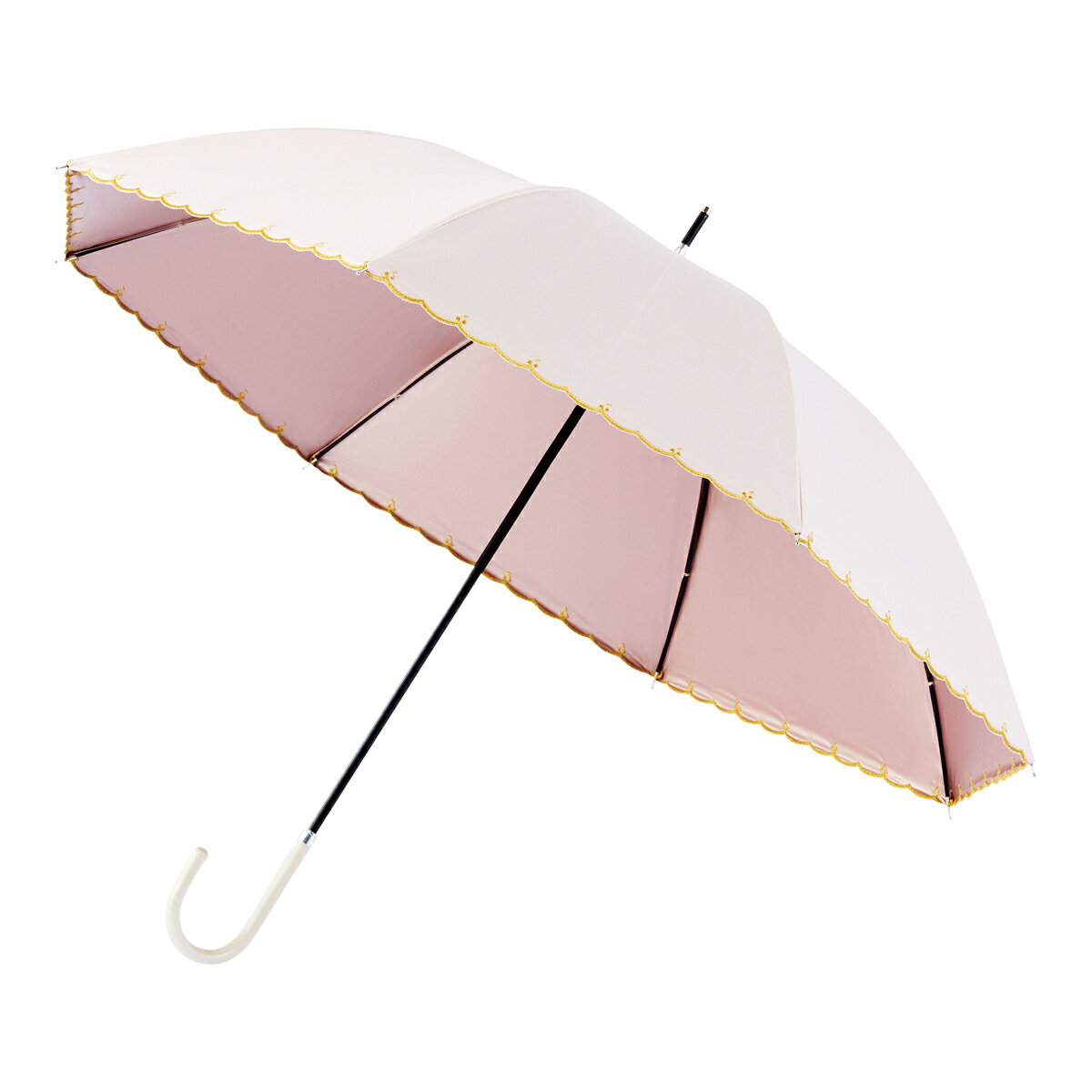 晴雨兼用日傘 長傘 チェリースカラップ 1級遮光 遮熱 UV 軽量／エスタ（estaa）