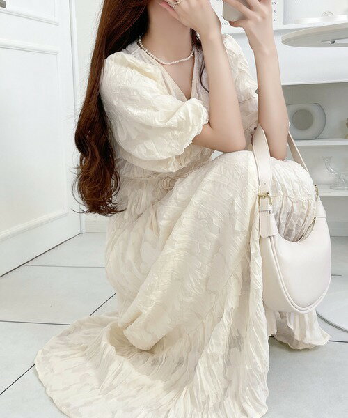 【mily bilet】上品に肌魅せ。シアージャガード花柄クリンクルワンピース/クラシカルエルフ(Classical Elf)