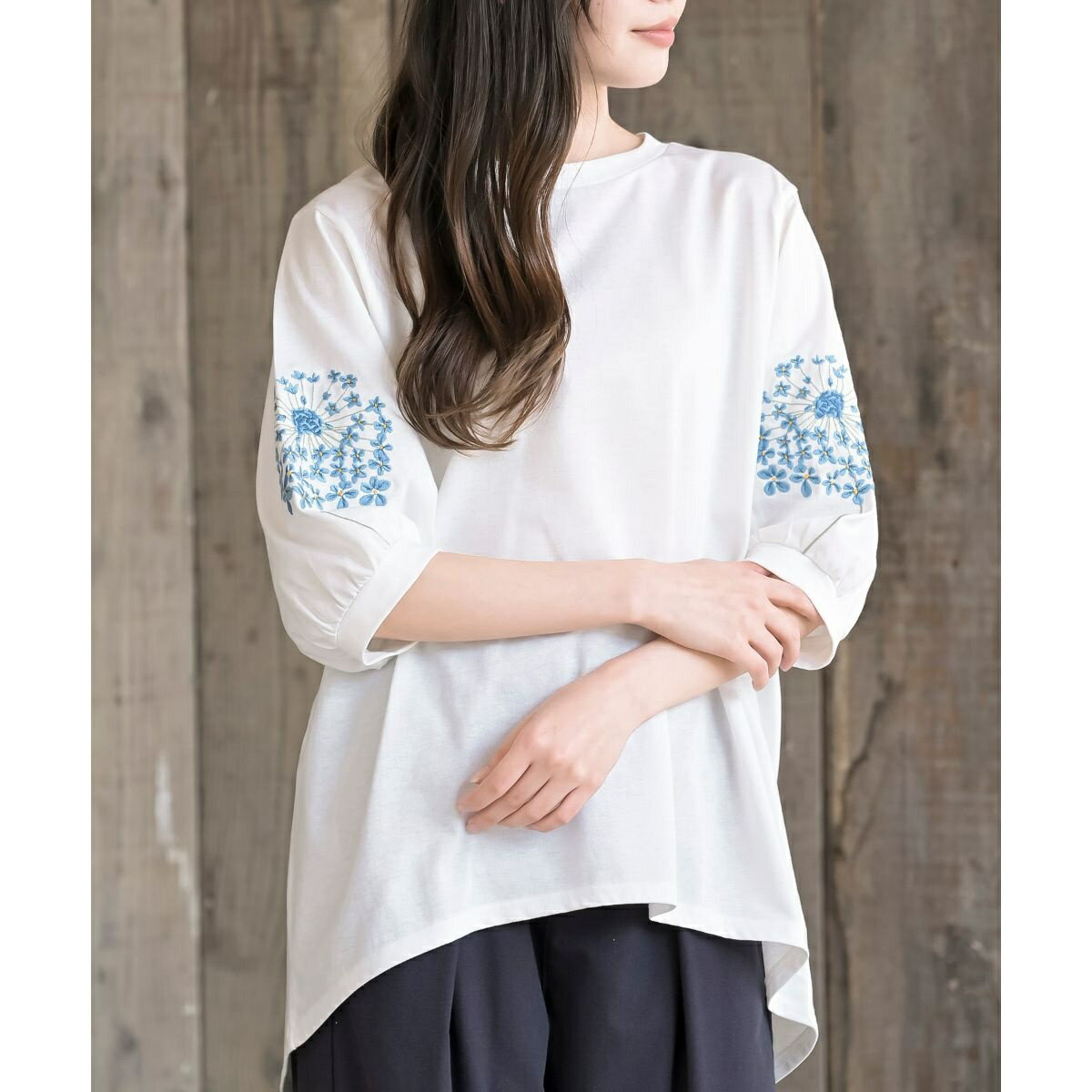 楽天市場】七分袖（柄刺繍）（Tシャツ・カットソー｜トップス