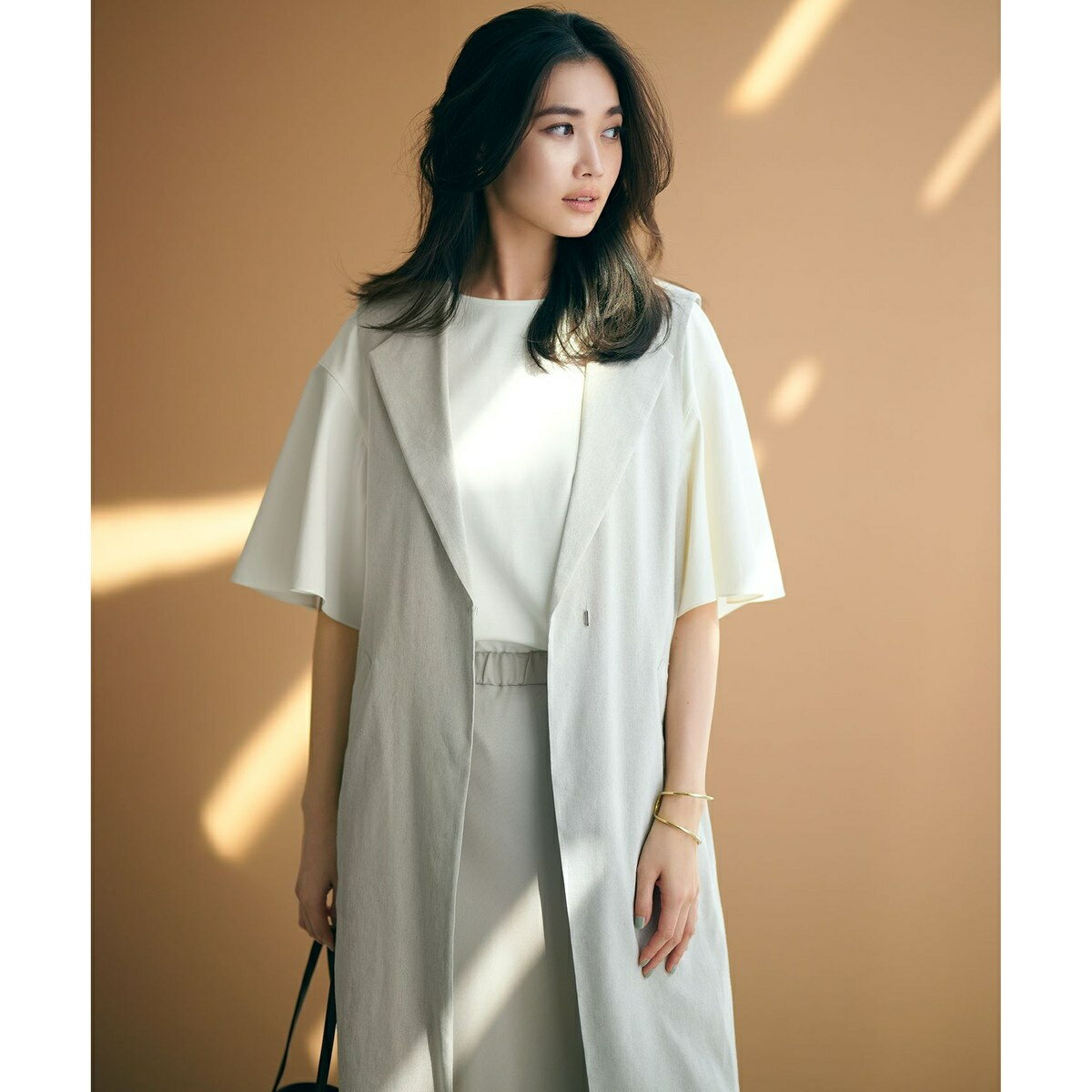 【CLASSY.6月号掲載】リネンレーヨンストレッチ ロング ジレ/23区(23KU)