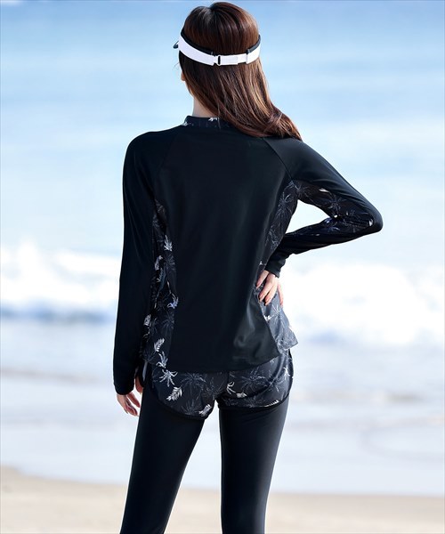 レディース水着 フィットネスビキニ+長袖ラッシュガード+ショートパンツ+レギンス 5点セット／テディショップ（TeddyShop）