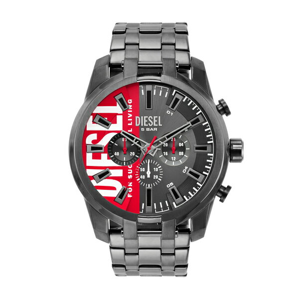 51mm径のケースにクロノグラフムーブメントを搭載したDieselのSPLITウォッチ。グレーのサンレイダイヤルに、ガンメタルのステンレススチールブレスレットを組み合わせました。コレクション名：Splitケースサイズ：51 MMラグ幅：26 MM防水： 5気圧ムーブメント：クォーツ/クロノ表示：アナログ輸入: 正規品保証：2年間【 DIESEL について 】ディーゼルは1978年にレンツォ・ロッソによって設立された革新的なインターナショナル・ライフスタイル・ブランドです。デニムの熟練技術に根ざし、プレミアムファッションのリーダーとして進化を遂げたディーゼルは、現在、既存のラグジュアリー市場に代わる真の選択肢となっています。2020年以降、ディーゼルのコレクションはクリエイティブ・ディレクターのグレン・マーティンスによって統括され、アパレル、アクセサリー、そしてフレグランス、時計、ジュエリーからインテリアデザイン、ディーゼル・リビングによる不動産プロジェクトまで、幅広いライフスタイルとのコラボレーションを展開しています。クリエイティビティの発見、支援、育成はディーゼルのDNAであり、親会社であるOTBは世界的に有名な様々なブランドや企業を支援する国際的なファッション・ラグジュアリー・グループです。＜ クオーツ製品の電池について ＞お買い上げ時に時計にセットされている電池は、動作確認用のモニター電池です。出荷前の保管期間中にも電池は消耗しており、ご購入時点で電池が切れている場合がございます。なお、電池切れは保証の対象外となりますので、あらかじめご了承ください。■カラー：ガンメタルケース横：51MM ケース厚：MM バンド幅：26MM※(　)で表記されている数字はヌードサイズです。ヌードサイズとは衣服を身につけない身体のサイズです。お客様ご自身の身体サイズと比較してお選びください。 ■素材： ■性別：メンズ ■文字盤カラー：グレー ■バンドカラー：ガンメタル ■ケース素材：ステンレススチール ■風防素材：ミネラル ■ムーブメント：クオーツ ■防水：ATM ■バンド素材：ステンレススチール ■保証：2年間 ■お手入： -&nbsp;&nbsp;&gt;&gt;商品のお取り扱い方法 ■原産国： 中国ディーゼル 腕時計 メンズ アナログ ステンレス DZ4632／ディーゼル（DIESEL）ガンメタル画面上と実物では、多少色具合が異なって見える場合がございます。