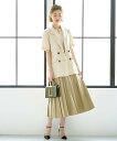 【S〜3L】半袖ダブルブレスト&ヘムプリーツワンピースセットアップ/ルイルエブティック(RUIRUE BOUTIQUE)