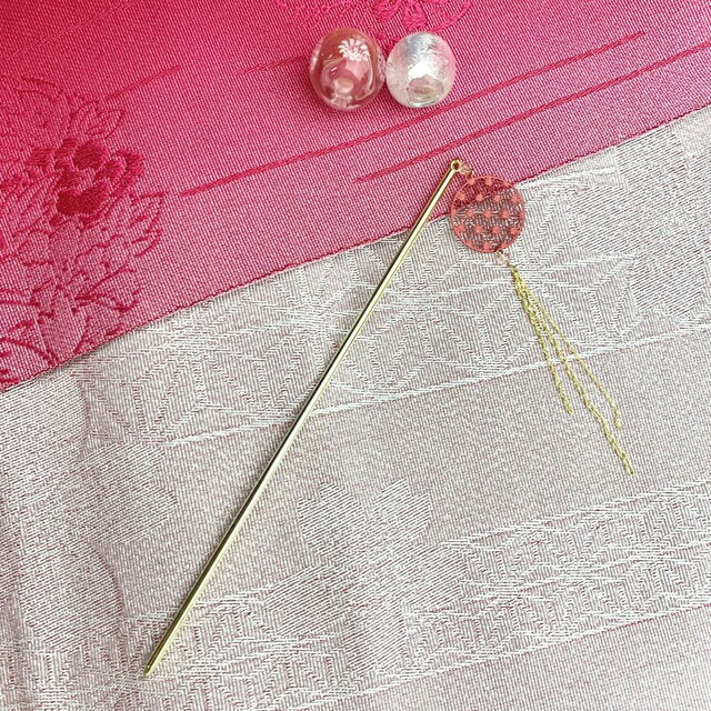 麻の葉かんざし赤／和小物マルシェ（Wakomono Marche）