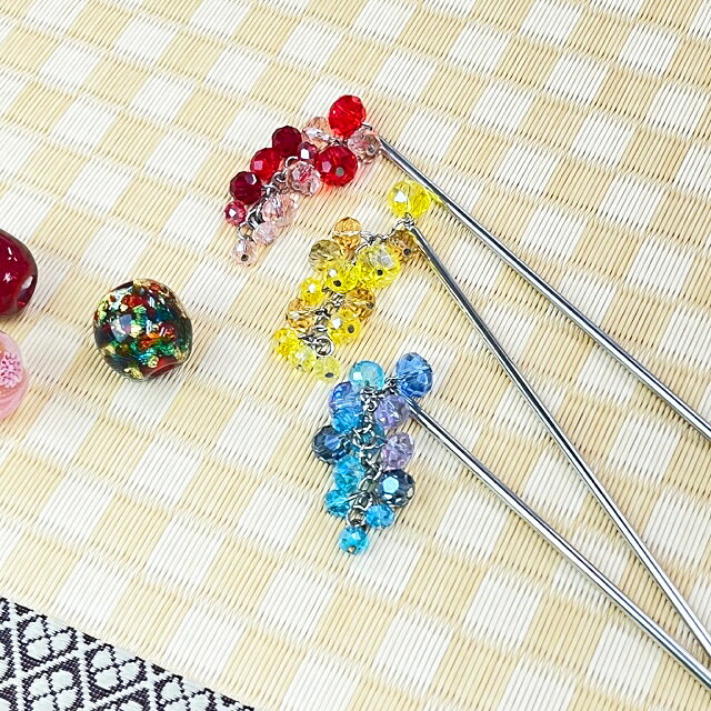 ガラスビーズ下がりかんざし／和小物マルシェ（Wakomono Marche）